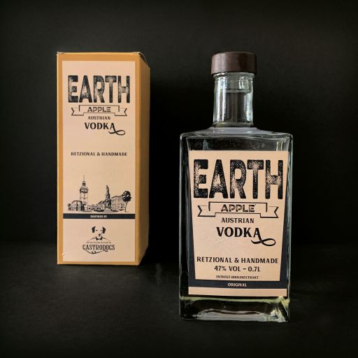 Earthapple Vodka Flasche & Verpackung
